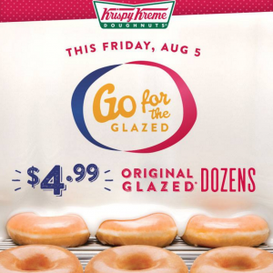 A Dozen Original Glazed Donuts Just $4.99 At Krispy Kreme TODAY August 5th!