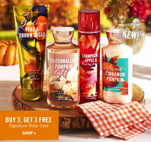 Take 25% Off Your Entire Purchase At Bath & Body Works! Plus Buy Three Get Three FREE & New Fall Scents!