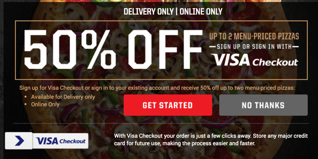 Take 50% Off Two Menu-Priced Pizzas At Pizza Hut When Using VISA Checkout!