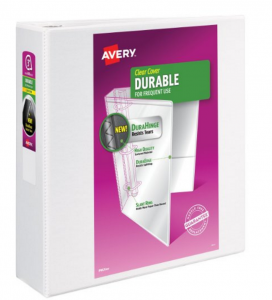 Avery Durable View Binder, 3″ Slant Rings, 600-Sheet Capacity In White Just $5.90 As Add-On Item!