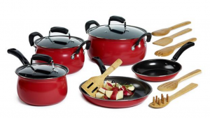 Essential Home 14-pc. Carbon Steel Cookware Set In Red Just $29.99!