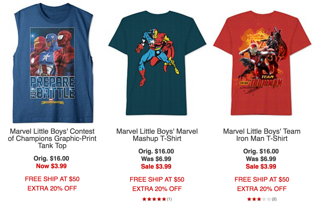 Macy’s Kid Clearance Sale Take An Extra 20% Off! Marvel Muscle Tanks & T-Shirts As Low As $3.30!