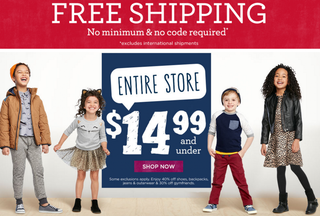 Entire Store $14.99 Or Less & FREE Shipping At Gymboree Today Only (8/17)!