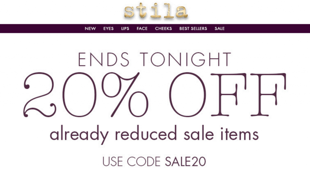 Take An Additional 20% Off Sale Items At Stila Cosmetics Today Only (8/18)!