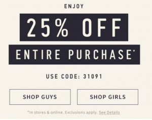 25% Off Your Entire Purchase At Hollister! Plus, All Jeans Are Just $25!