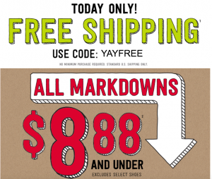 Hurry! FREE Shipping & All Markdowns $8.88 Or Less At Crazy 8 Today Only (8/25)!