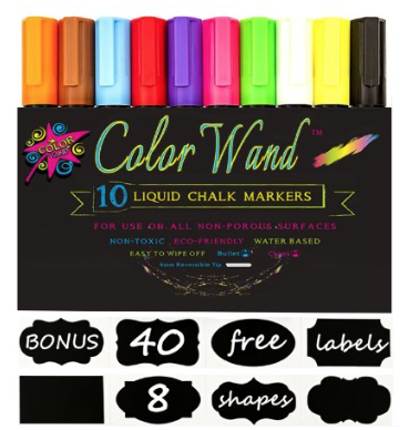 Color Wand Reversible Tip Liquid Chalk Markers (10 Pens) + Bonus 40 Labels Only $8.99! (Reg. $39.99)
