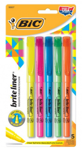 Bic Brite liner Highlighters Assorted Colors 5-Pack Just $1.74!