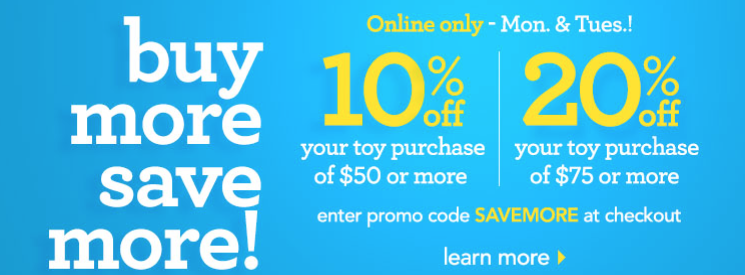 Toys R Us: Save 10% on $50 Purchase OR 20% on $75 Purchase! Use on Bikes, Wagons, Trampolines and more!