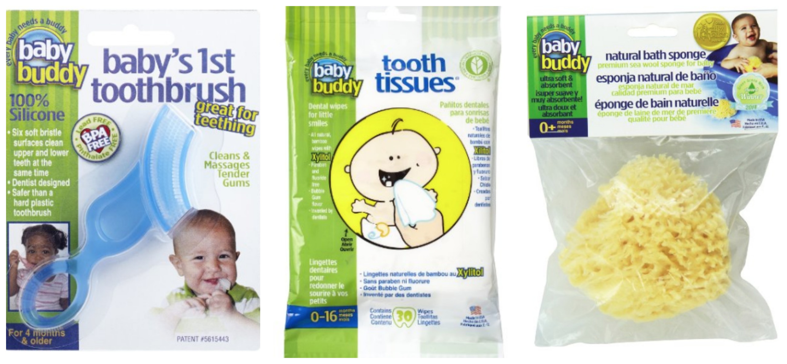 Baby Buddy Toothbrush, Tissues & Bath Sponge all for $6.99! (Reg. $19.97)