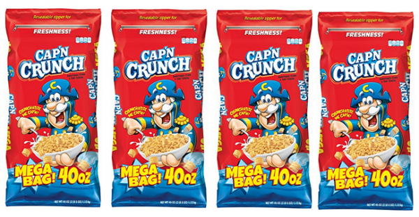 Cap’n Crunch Breakfast Cereal, Mega Size 40 oz. Bag (Pack of 4 Bags) – $21.88 Shipped!