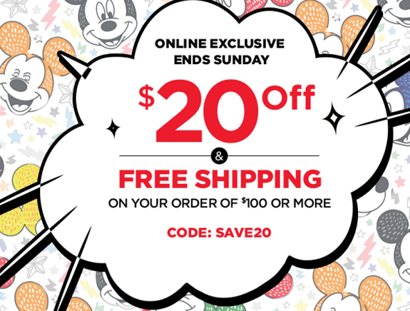 Disney Store: Save $20 Off $100 + FREE Shipping!