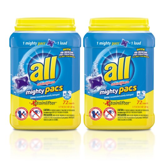 All Mighty Pacs Super Concentrated Laundry Detergent Pacs (72 Count) Pack of 2 Just $17.94! (That’s Only $.12 Per Pac!)