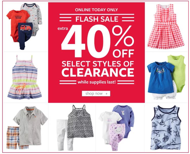 Carter’s: Extra 40% Off Select Clearance Items Today Only, August 10th!