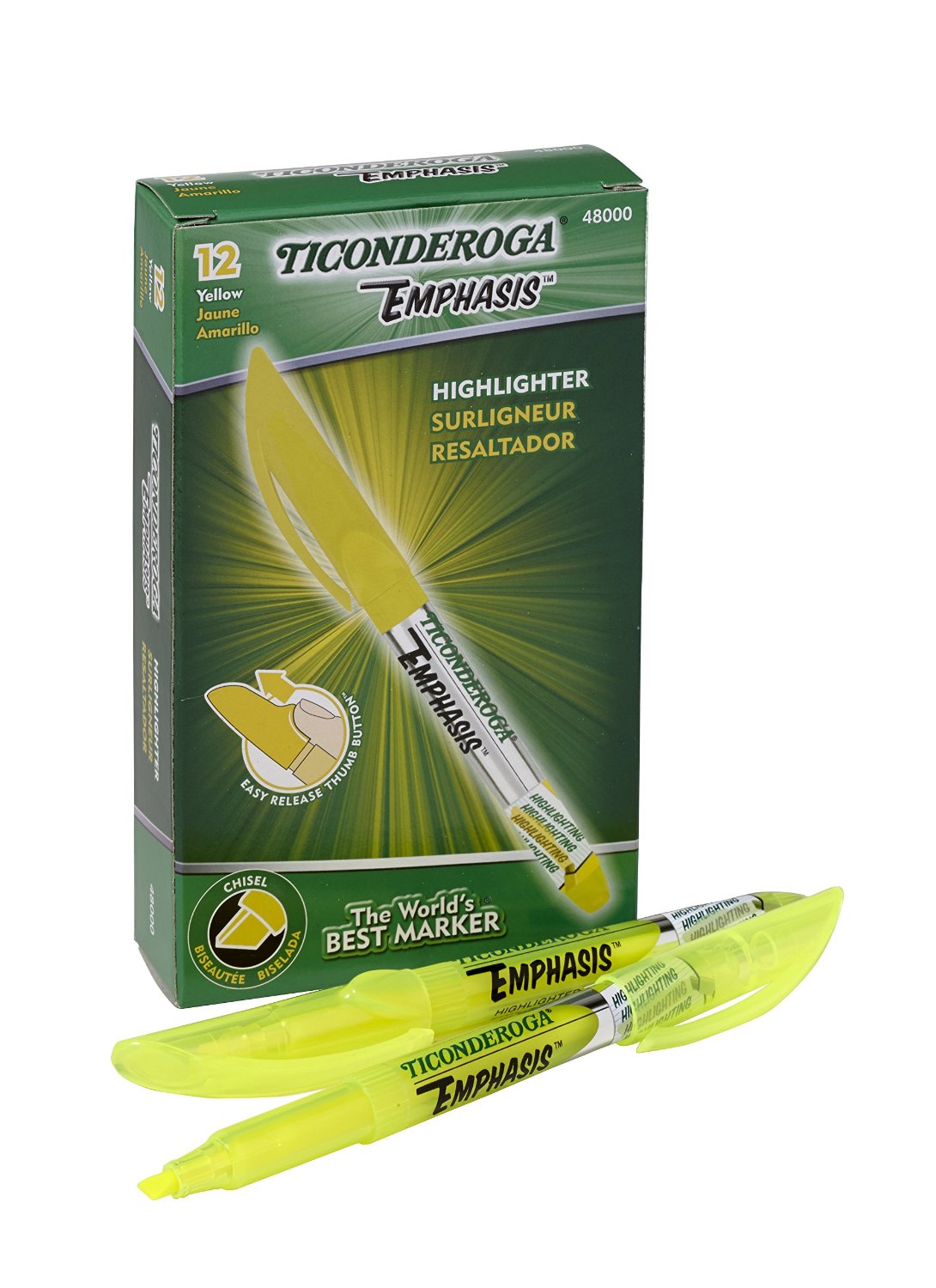 Ticonderoga Fluorescent Highlighters (Yellow) 12 Pack Only $3.01 Shipped!