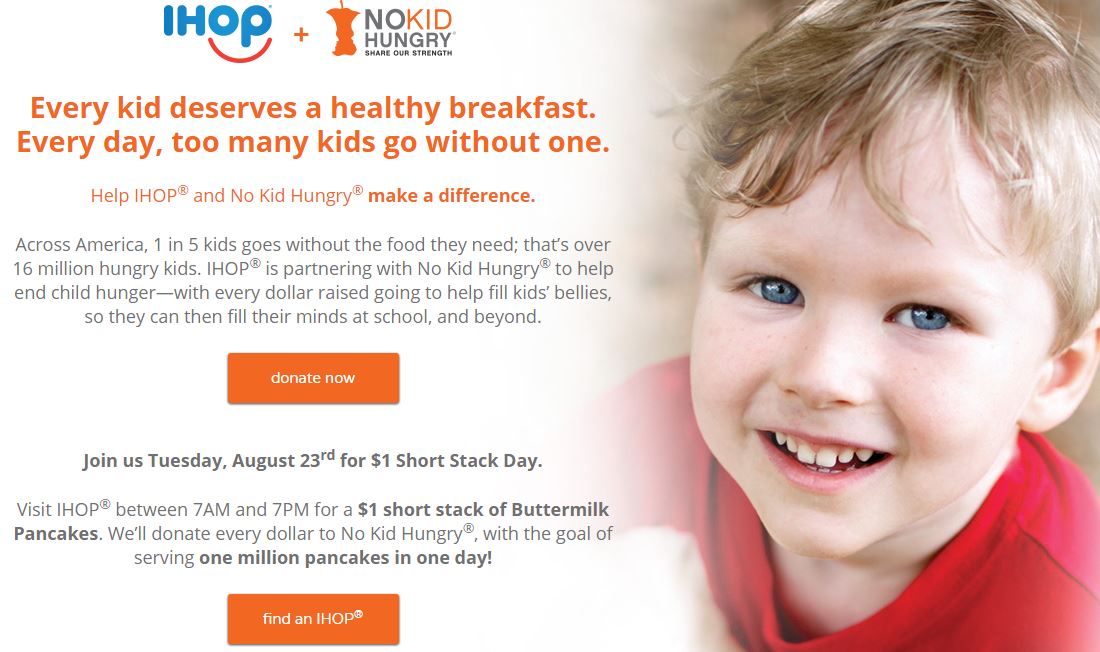 IHOP: $1.00 Short Stack of Pancakes Coming Up August 23rd! (Proceeds Go to No Kid Hungry)