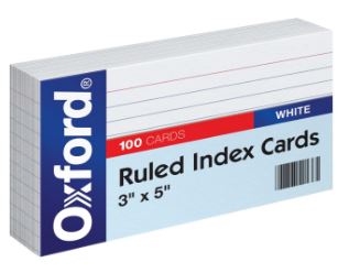 Oxford Ruled Index Cards (3″x5″) White, 100 Pack Only $.83 on Amazon!