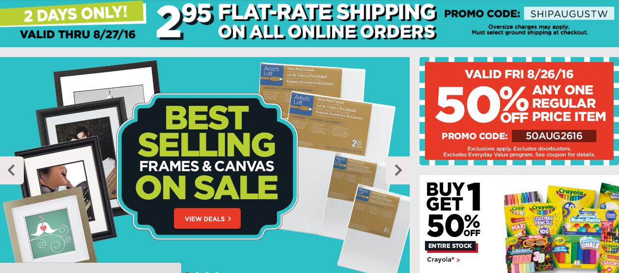 Michael’s: Flat-Rate Shipping Only $2.95 on All Orders! Plus 50% Off Any Regular Priced Item Today Only – August 26th!