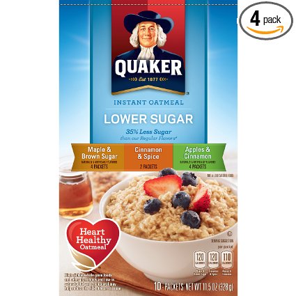 Grab a 4-Pack of Quaker Instant Oatmeal Lowe Sugar (10 Count) for Only $7.99 Shipped!