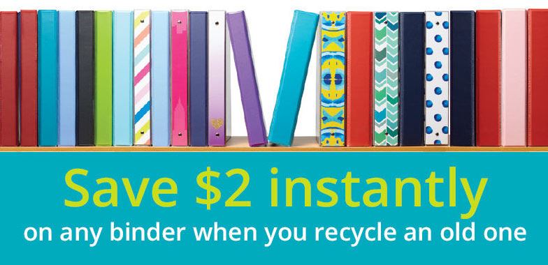 Office Depot/Max: $2.00 Credit For Any Binder When you Recycle Your Old Ones! (Score FREE Binders!) Office Depot/Max: $2.00 Credit For Any Binder When you Recycle Your Old Ones! (Score FREE Binders!)