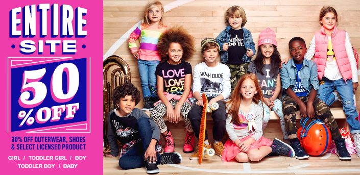The Children’s Place: Entire Site 50% Off + FREE Shipping! And, Earn Place Cash – Get $10 For Every $20 You Spend!