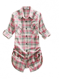Mid-Long Style Roll-Up Sleeve Plaid Shirt as low as $7.99