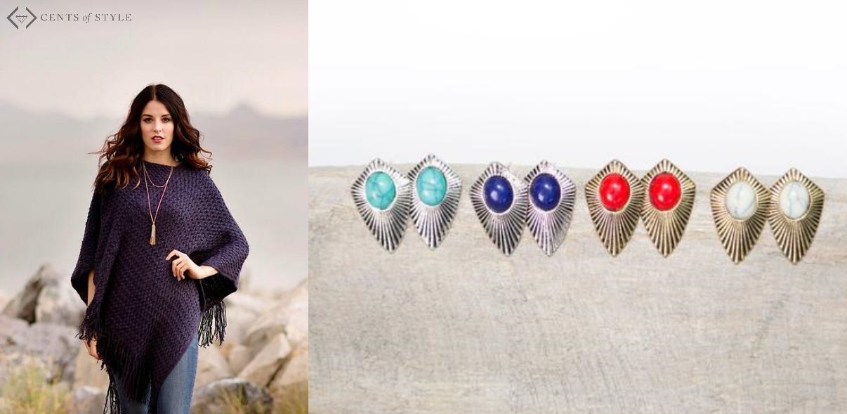 Comfy Knit Poncho + Earrings Only $11.98 SHIPPED!!