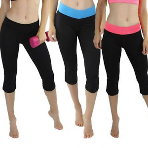 Ladies Fold-Over Waistband Yoga Capri Pants 2-pack Only $12.99!