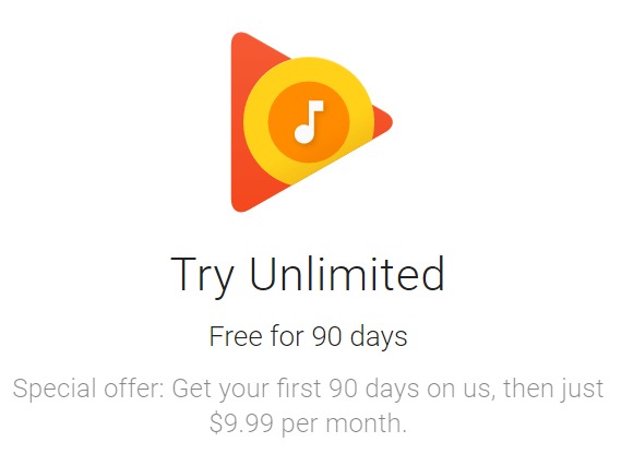 Google Play Unlimited FREE for 90 Days! Listen to Millions of Songs Ad-FREE!