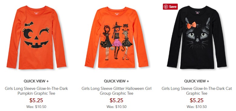 The Children’s Place: FREE Shipping, DOUBLE Place Cash, and Halloween Tees Only $5.25!
