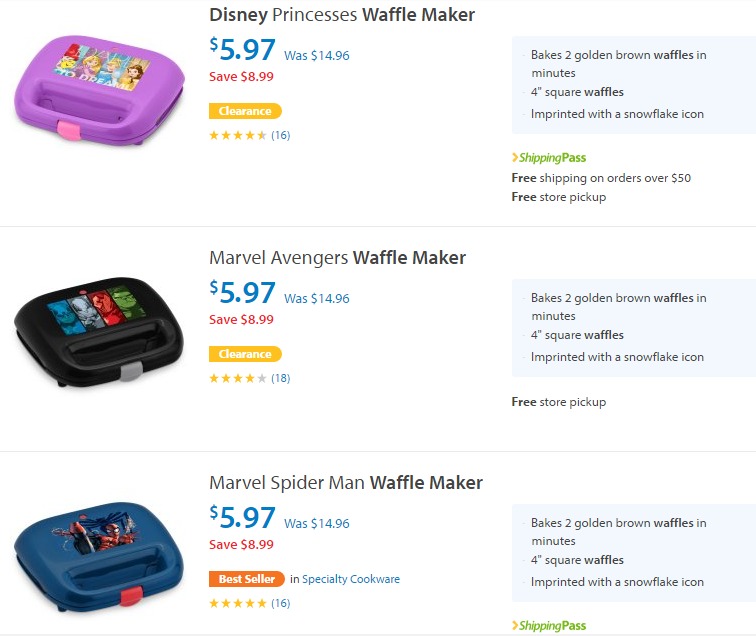 Fun Character Waffle Makers Only $5.97 + FREE Store Pickup!