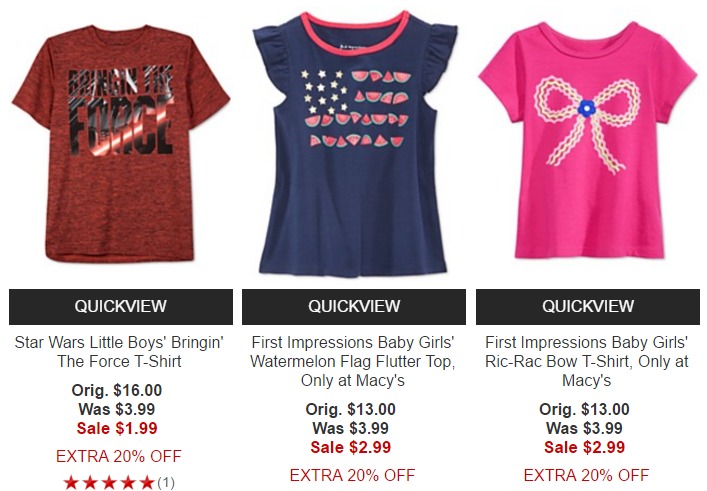 SMOKIN’ Deals on Kids’ Graphic Tees at Macy’s!! From $1.59 + FREE Shipping With $3 Beauty Item!!