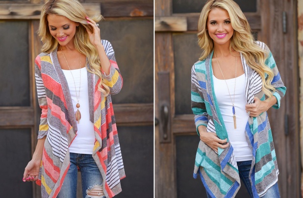 Adorable Striped Cardigan for Fall Only $16.99!! Two Colors Available!!