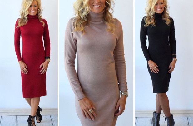 Turtle Neck Body-Con Knit Dress Only $19.99! Casual or Dressy!!