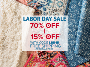 Rugs USA Labor Day Sale! 70% Off Plus An Additional 15% Off & FREE Shipping!