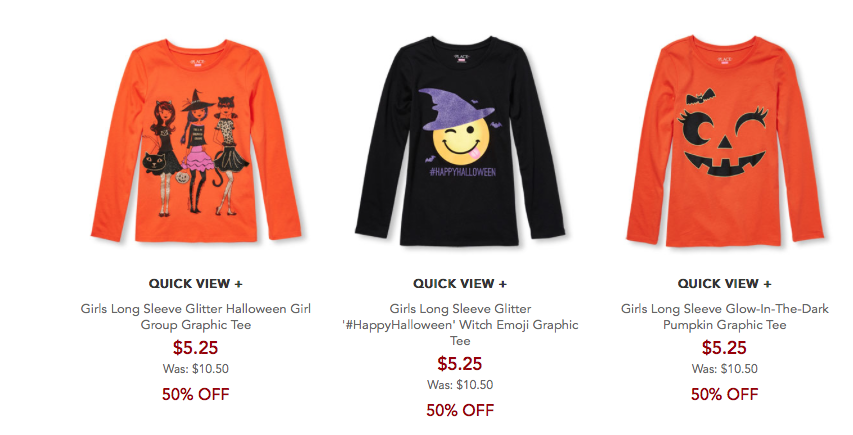 The Children’s Place: 50% off Site Wide + FREE Shipping! Halloween Long Sleeve Tees Only $4.75 Shipped!