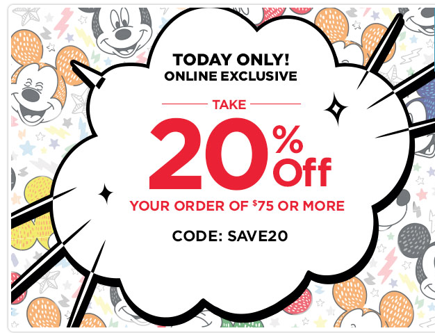 Disney Store: Take 20% off Your $75 Or More Purchase!