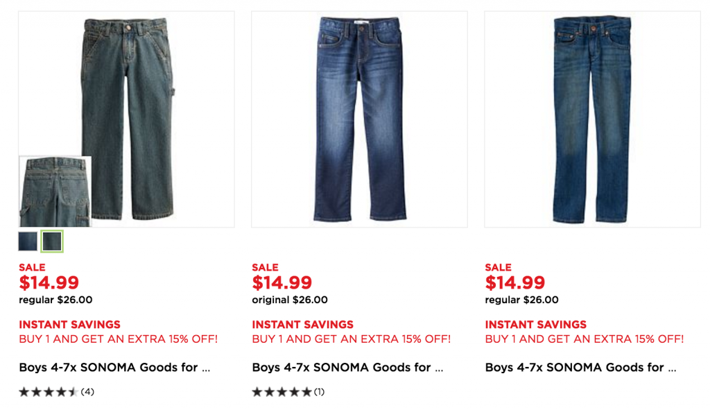 Kohl’s 30% Off Stacking Codes & FREE Shipping & An Additional 15% Off Sonoma Jeans For Kids Just $9.44!