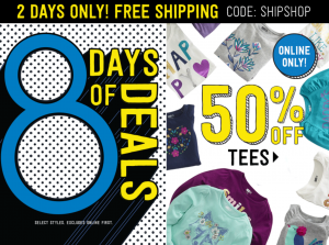 8 Day of Deals At Crazy 8! 50% Off Tee’s & Halloween Shop And FREE Shipping!