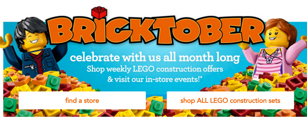 Bricktober Begins October 8th At Toys R Us! A Different LEGO Building Event Each Weekend!
