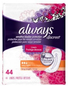 Amazon: Always Discreet Incontinence Liners, 44 Count Only $2.60!