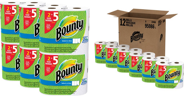 HOT! Bounty Select-a-Size Paper Towels, White, Huge Roll, 12 Count – $25.54 Shipped!