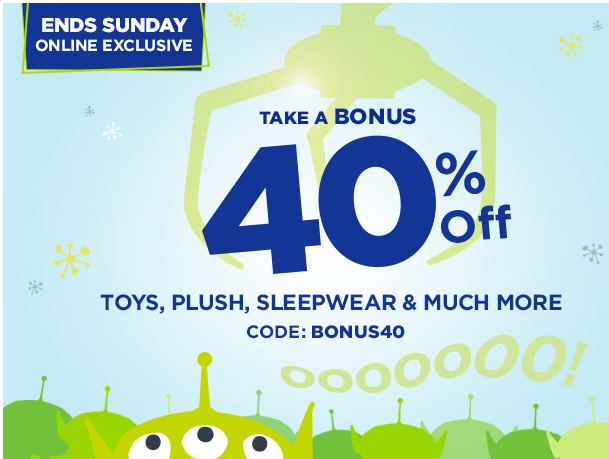 Disney Store: Take 40% off Toys, Plush, Sleepwear and More!