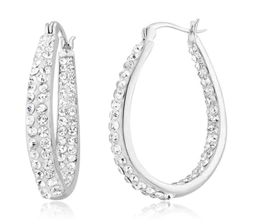 White Crystal Inside/Outside Oval Hoop Earrings Only $5.99 Shipped!