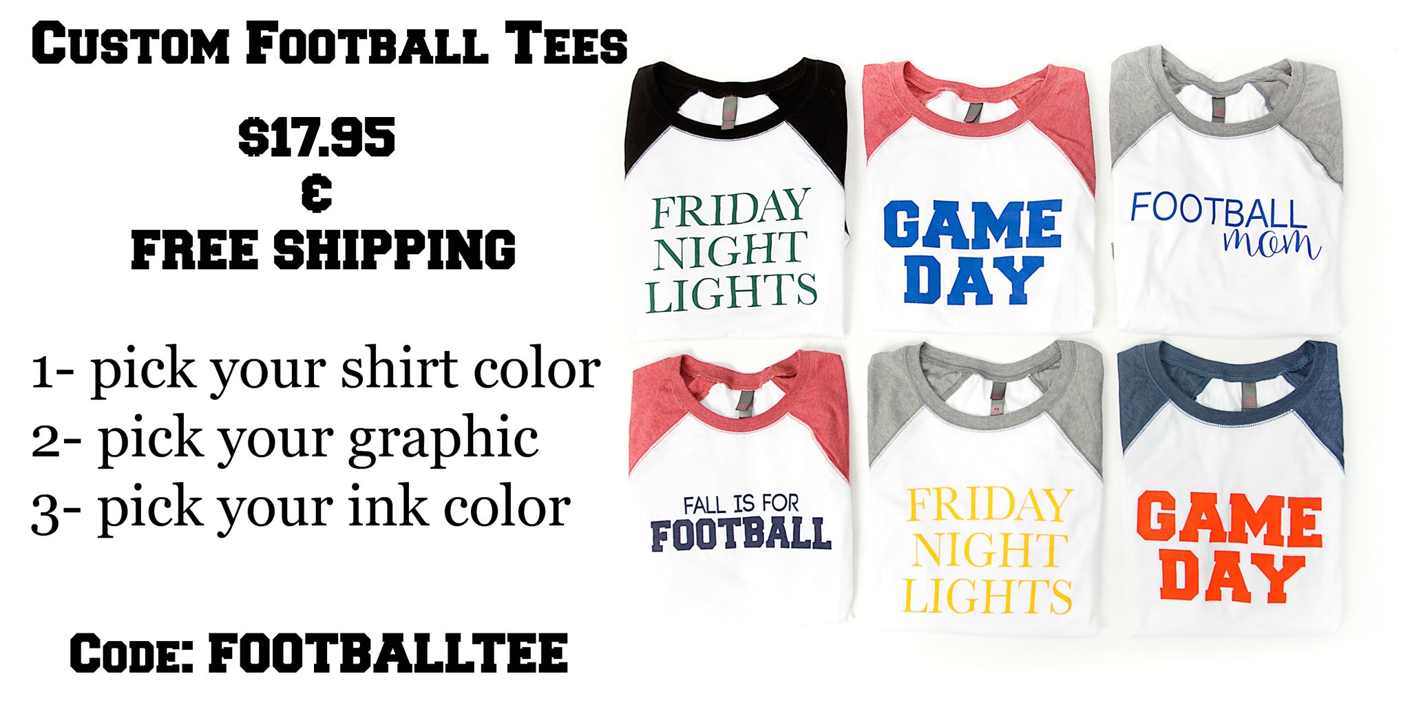 Fashion Friday! Custom Football Tees – Just $17.95! Free shipping!