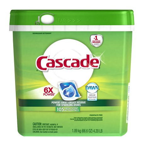 Cascade Fresh Scent Dishwashing Detergent Action Pacs (105 Count) Only $16.74 Shipped! That’s Just $.16 Per Pack!