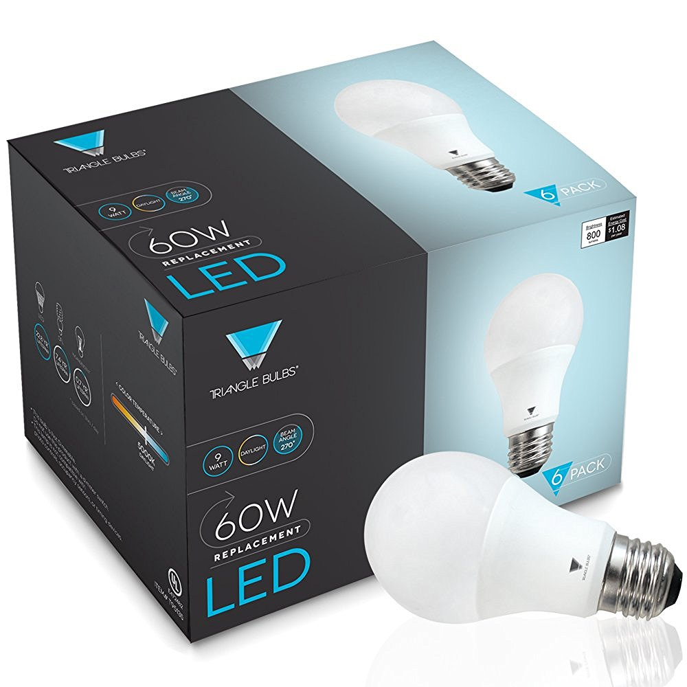 Triangle Bulbs (A19) LED 60 Watt Equivalent Daylight Light Bulb (6 Pack) $16.87 on Amazon!