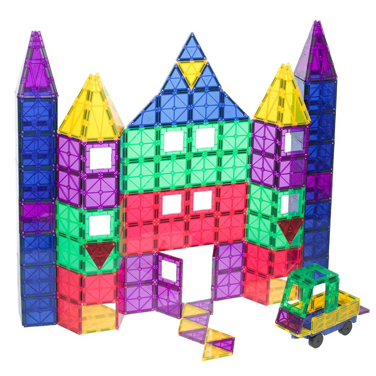 Playmags 100 Piece Clear Colors Magnetic Tiles Building Set with Car & Bonus Bag Only $52.49 Shipped! (Reg $109)