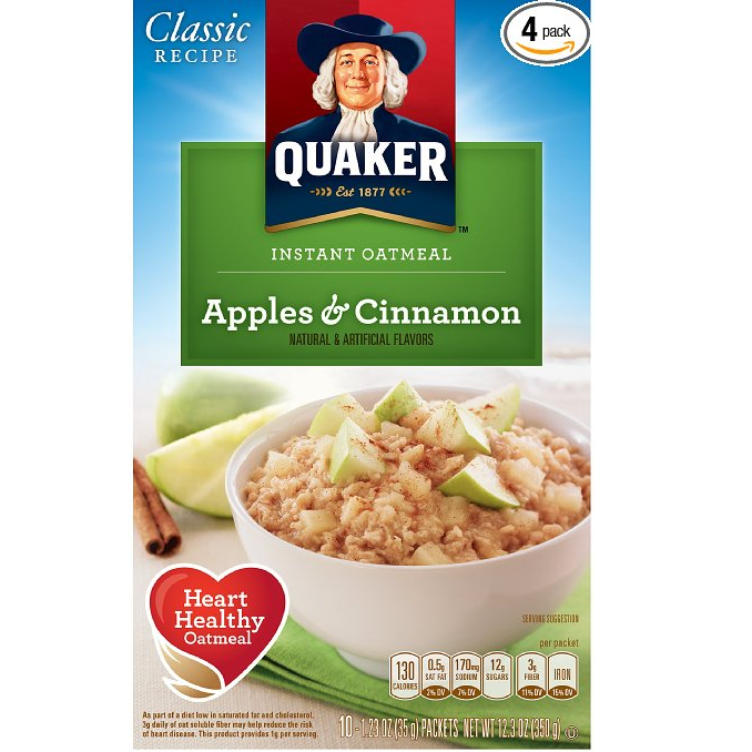 Quaker Instant Oatmeal, Apples & Cinnamon, Breakfast Cereal – 4 Boxes Only $8.04 Shipped!