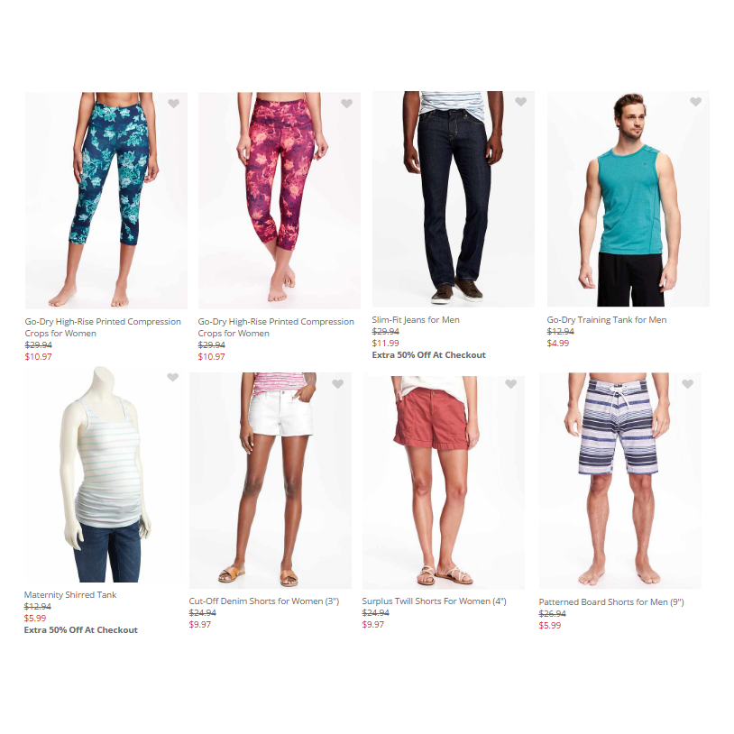 Old Navy Clearance Deals Starting at $1.00 + FREE Shipping with $25 Purchase! Men’s Swim Trunk Only $5.99! Women’s Compression Short Only $10.97 & More!